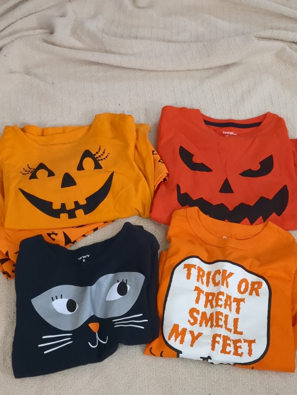 Orange & Black Halloween Long Sleeve Shirts And PJs - Sz. 6